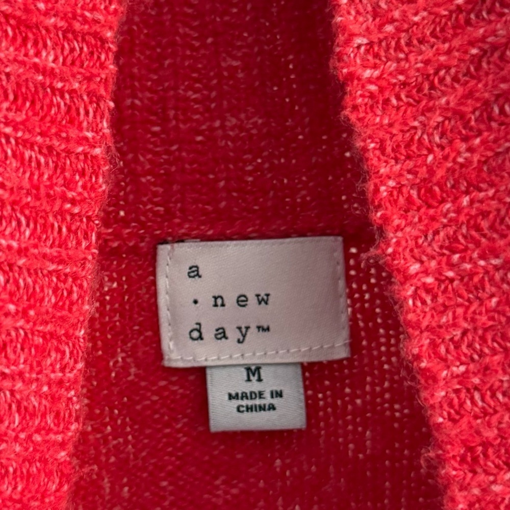 A New Day Red Turtleneck Oversized Fit Cozy Sweater Women’s Size Medium - Picture 7 of 8